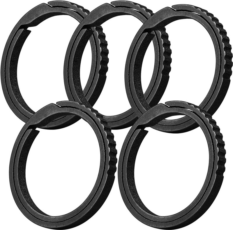 TISUR Titanium Keychain Rings, Split Side Pushing Key Rings Heavy Duty Black Key Ring For Key Chain Carabiner Dog Tag Ring - Image 1